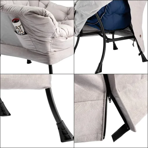 Miniatura 8 de HollyHOME - Silla perezosa con reposabrazos y bolsillo lateral, cómoda silla de sala de acento, sillón de sofá de ocio para sala de estar, recámara