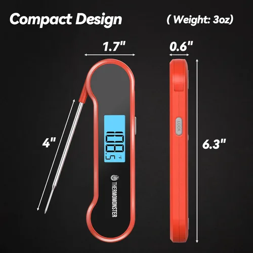 Miniatura 3 de Termómetro digital de lectura instantánea de 0.5 segundos para carne con precisión de ± 0.5 ℉, termómetro de alimentos para cocinar utensilios