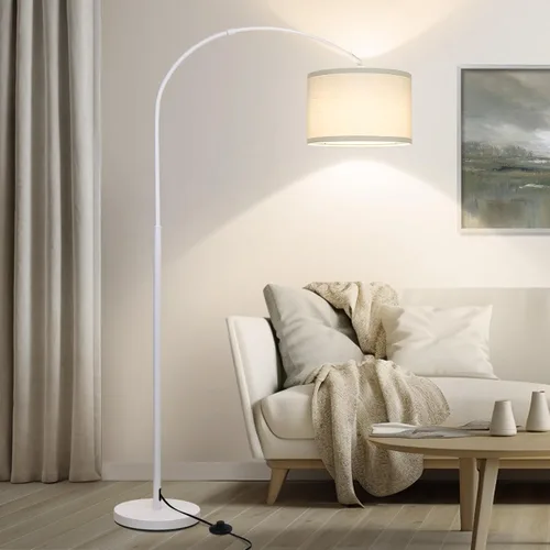 Miniatura 12 de Lámpara de pie para sala de estar, lámpara de pie de arco vintage con cabeza de lámpara ajustable, lámpara de poste alta con interruptor de pedal