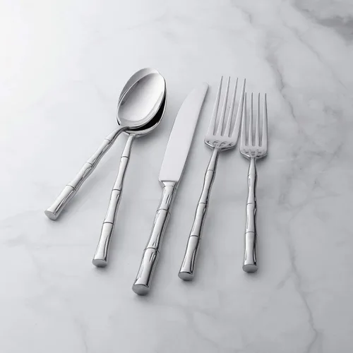 Miniatura 5 de Supreme Housewares Juego de cubiertos con forma de bambú de 45 piezas, cubiertos de acero inoxidable 18/8, servicio para 8 personas con juego