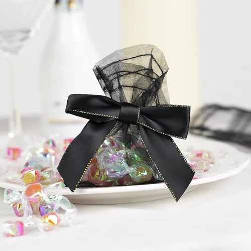 Miniatura 8 de AIMUDI Lazos negros y dorados, lazos prefabricados de 3.5 pulgadas para envolver regalos y recuerdos de fiesta, 50
