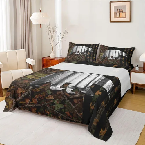 Miniatura 12 de Erosebridal Happy Camping - Juego de sábanas tamaño individual para niños, diseño de animales del bosque del bosque, para bebés, niños y niñas