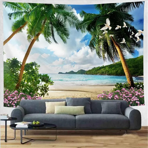 Miniatura 9 de FENDROM Tapiz de paisaje de girasoles, galaxia, luna, estrellas, paisaje, arte de pared, decoración de pared natural para dormitorio, sala de estar