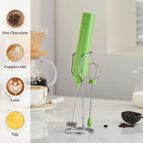 Miniatura 6 de Juego de Espumador de Leche Recargable de ELMWAY, Licuadora Eléctrica de Bebidas con Varilla y Batidor de Huevo, Mezclador Espumador, Espumador