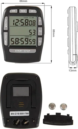 Miniatura 6 de Temporizador triple de cocina digital, seguimiento de cuenta regresiva y cuenta regresiva, recordatorio de zumbador fuerte, batería reemplazable
