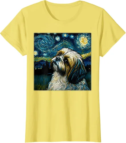 Miniatura 67 de Camiseta Surrealism Starry Night Shih Tzu Dog