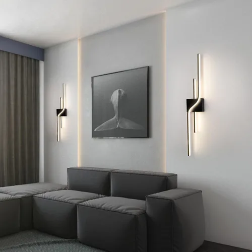 Miniatura 6 de Apliques de pared LED modernos, iluminación de pared interior negra para sala de estar, accesorios de tocador de baño de 30 pulgadas, lámpara