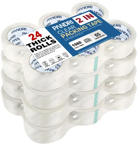 Miniatura 8 de PANDRI Cinta de embalaje transparente, 24 rollos de cinta de embalaje resistente para envío, embalaje, mudanza y sellado, 1.88 pulgadas de ancho, 65