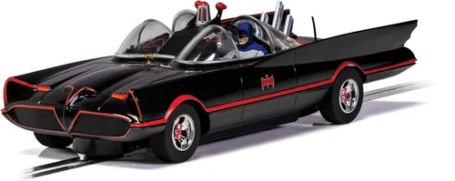 Scalextric Batmobile de Batman Television Series 1:32 Slot Race Car C4175 de 1960, negro y naranja