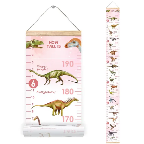 Miniatura 8 de Tabla de crecimiento personalizada para los amantes de los dinosaurios, regla de pared extraíble para niños y niñas, decoración de habitación Azul