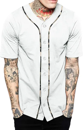 Miniatura 15 de Hat and Beyond camiseta de béisbol para hombre con botones hipster hip hop