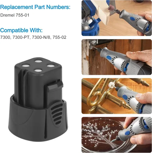 Miniatura 7 de Batería Ni-MH 755-01 de 4.8V 3500mAh para Dremel 7300-PT, Dremel 7300-N/8, Dremel 755-01 Dremel 7300 (no apto para Dremel 755,7500, 7400, 750)