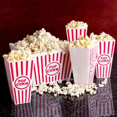 Miniatura 6 de Novelty Place Recipientes clásicos de plástico para palomitas de maíz a rayas rojas y blancas para noche de películas, 7.8 pulgadas de alto x 3.8