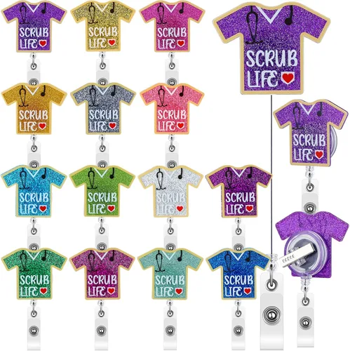 Qilery 14 piezas de carrete retráctil para enfermera, soporte de clip de insignia CNA para enfermera, médico, vida, enfermera, regalos de la semana