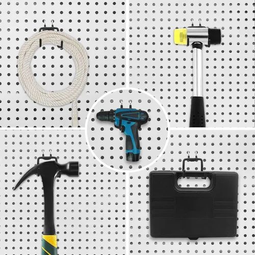 Miniatura 3 de Anxingo 4 soportes para taladro para tablero de clavijas, accesorios de organización de ganchos, accesorios planos de doble utilidad para organizar