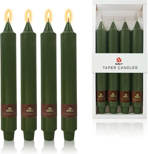 Miniatura 82 de Candelabros cortos de 5 pulgadas con velas cónicas verde oscuro, 4 piezas para cena, hogar, boda, fiesta, decoración