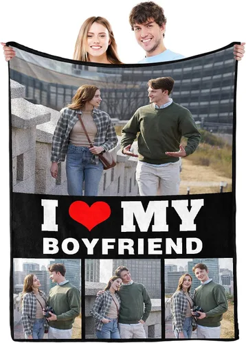 Miniatura 10 de Regalos personalizados para el día de San Valentín para novia, cobijas personalizadas para novio y novia con texto de fotos, regalos personalizados