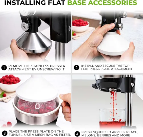 Miniatura 4 de Zulay Kitchen Puplerizer Exprimidor de hierro fundido 9 en 1, exprimidor manual de servicio pesado fácil de limpiar con accesorio prensatelas