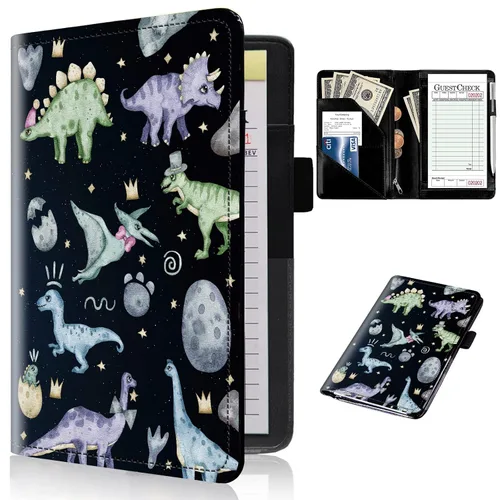 Miniatura 43 de Libros de servidor para camareras con bolsillo con cremallera – Libro de camarera gótico pastel con calavera de bruja, organizador de dinero