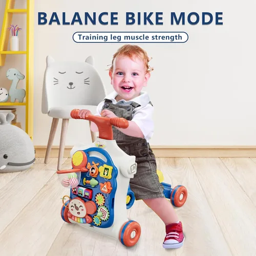 Miniatura 6 de QDRAGON Andador de empuje 5 en 1 para bebés varones, aprendizaje para caminar para niños pequeños, andador de sentado a de pie, juguete de empuje