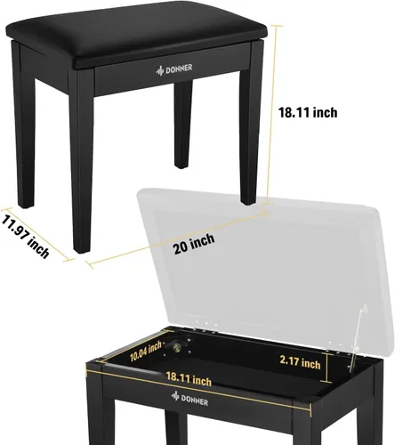 Miniatura 7 de Donner DEP-20 +Donner - Banco de piano con almacenamiento