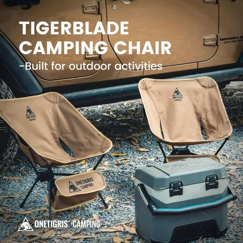 Miniatura 4 de ONETIGRIS Tigerblade - Silla de camping, ligera, plegable, silla de senderismo, compacta, portátil, capacidad de 330 libras Marrón coyote