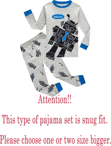Miniatura 2 de Family Feeling Juegos de pijama de dinosaurio para niños pequeños, 100 % algodón