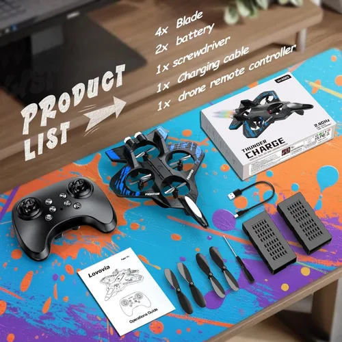 Miniatura 9 de Foam Remote Control Airplanes, RC Planes with Light, RC Airplane Fighter Jet for Kids Adults 8-16, 360° Flip, Stunt Roll, Drones for Kids 8-12