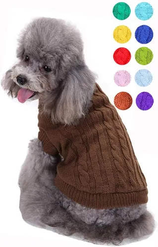 Miniatura 29 de Suéter para perro, cálido y suave, mediano (pecho 16-18 pulgadas), rosa, cuello alto clásico, lavable a máquina, invierno, unisex, sólido