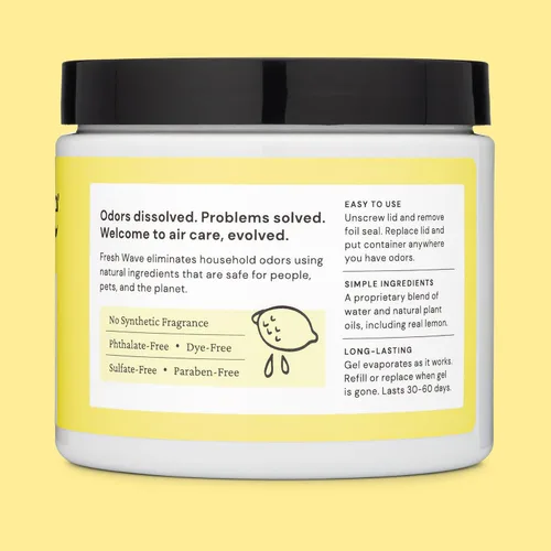 Miniatura 7 de Fresh Wave Gel eliminador de olores de limón, 15 oz. Absorbentes de olores para el hogar Alivio de olores más seguro Eliminador de olores