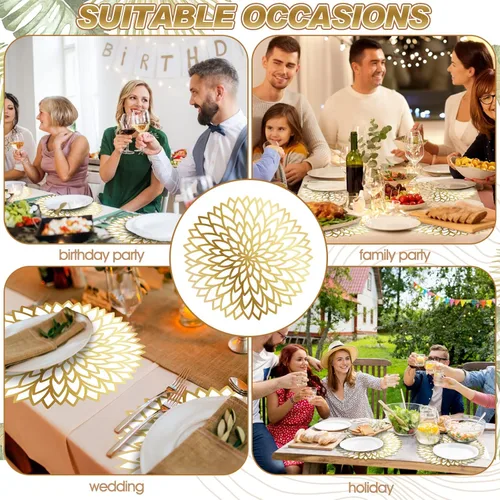 Miniatura 6 de Sinmoe Paquete de 100 manteles individuales desechables de papel a granel de 13 pulgadas, tapete para colocar platos para fiestas, para cenas