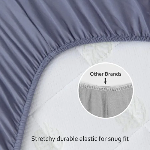 Miniatura 4 de Paquete de 4 sábanas bajeras para cuna para niños y niñas, sábanas transpirables de microfibra suave para bebé, color gris y azul marino