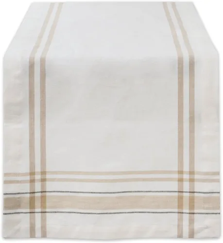 Miniatura 18 de DII Colección de Mesa de Comedor de Rayas Francesas Camino de Mesa Estilo Granja, 14x72 Pulgadas, Gris Pardo/Negro