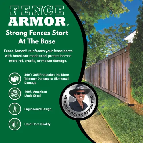 Miniatura 2 de Fence Armor Protector de Poste de Acero Galvanizado Serie Pro Protección Contra Cortadoras de Hilo y Daños de Equipos de Mantenimiento del Césped