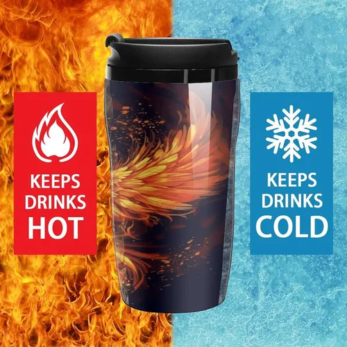 Miniatura 5 de Fire And Water Phoenix Coffee Cup Hot Coffee Travel Mug Reusable Iced Coffee Cups Double Heat Insulation Coffee Mug with Leak-Proof Lid Stylish