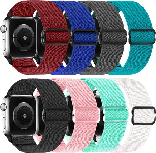 Miniatura 5 de Paquete de 8 correas elásticas deportivas de repuesto compatibles con IWatch de 1.496 pulgadas/1.575 pulgadas/1.614 pulgadas/1.654 pulgadas/1.732