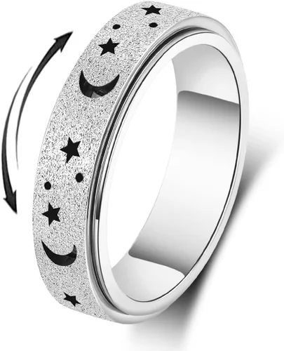 Miniatura 2 de OreilleStar Anillo giratorio para mujer, Acero inoxidable, oro rosa, titanio, oro, plata