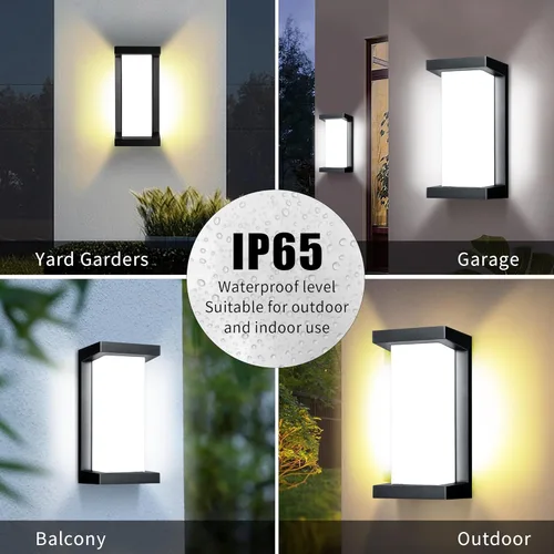 Miniatura 2 de Wrasse Luces de Porche al Aire Libre Impermeables 2000LM 20W Accesorios de Iluminación Exterior Moderna Blanco Neutro 6500K Luz de Pared al Aire