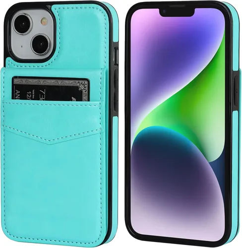 Miniatura 3 de KIHUWEY Compatible con iPhone 14 Funda Cartera con Soporte para Tarjeta de Crédito, Tapa de Cuero Premium con Cierre Magnético Soporte Funda