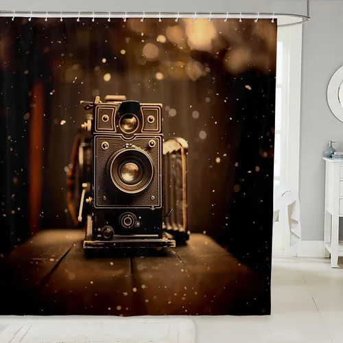 Miniatura 8 de Homewish Cortina de ducha con música de piano, notas musicales, tela impermeable de secado rápido, para niños, niñas, niños, adolescentes, retro