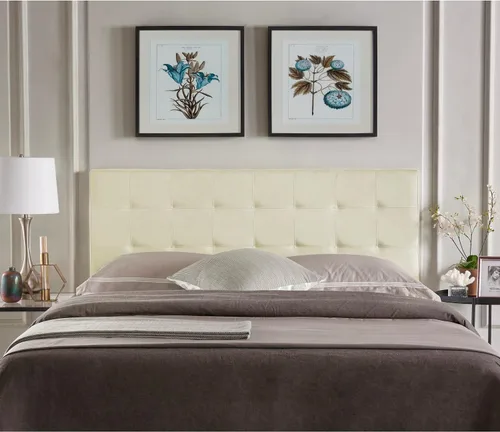 Miniatura 3 de Naomi Home Jessenia - Cabecera capitonada ajustable tapizada de lino con superficie acolchada, soporte de pared o marco de cama, color crema
