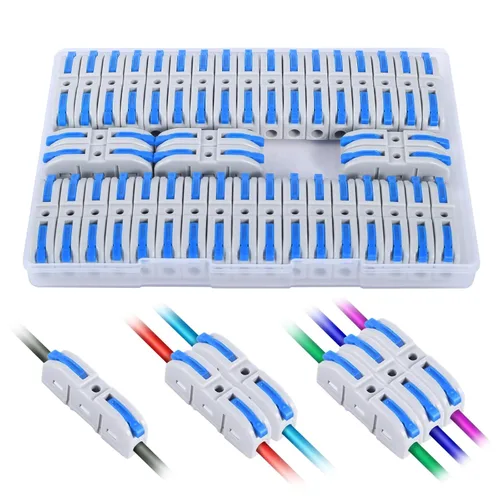 Miniatura 11 de Kit de conectores de palanca para cables eléctricos de conexión rápida, para terminales en línea compactos, 28-12 AWG, 1 entrada 1 salida, 60 piezas
