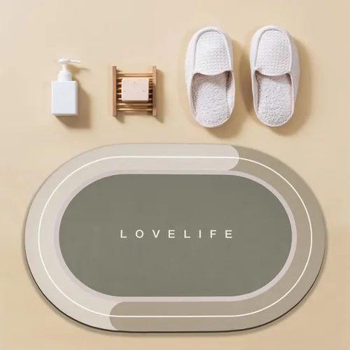 Miniatura 2 de Tapetes de baño de goma de secado rápido, antideslizantes, súper absorbentes, de secado instantáneo, alfombra de baño frente al fregadero de la Beige