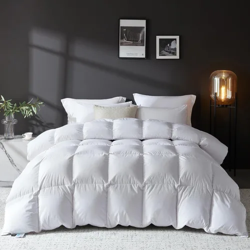 Miniatura 16 de L LOVSOUL Edredón de fibra de plumón de ganso tamaño Queen, 100% algodón orgánico, 1200 TC, 750 + potencia de relleno, colección de hotel, edredones
