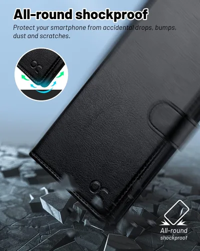 Miniatura 6 de OCASE Funda compatible con Galaxy S23 Ultra 5G, funda de piel sintética con tapa y soporte para tarjetas con bloqueo RFID