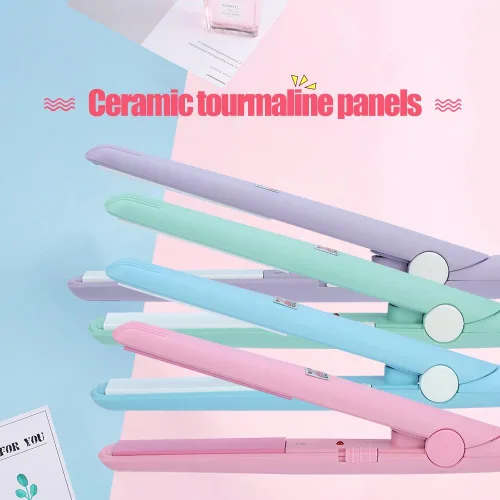 Miniatura 8 de Plancha para el cabello, plancha plana 2 en 1, mini flequillo, plancha de pelo de belleza, rizador de calefacción, alisador de placa de turmalina