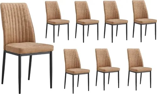 Miniatura 14 de Juego de 4 sillas de comedor modernas, de piel sintética, con patas de metal, para comedor, oficina, sala de espera (juego de 4, color blanco)
