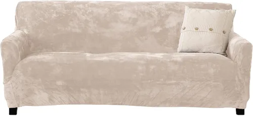 Miniatura 16 de Great Bay Home Funda elástica de felpa de terciopelo para silla con brazo, protector de muebles de silla de terciopelo, suave, antideslizante, alta