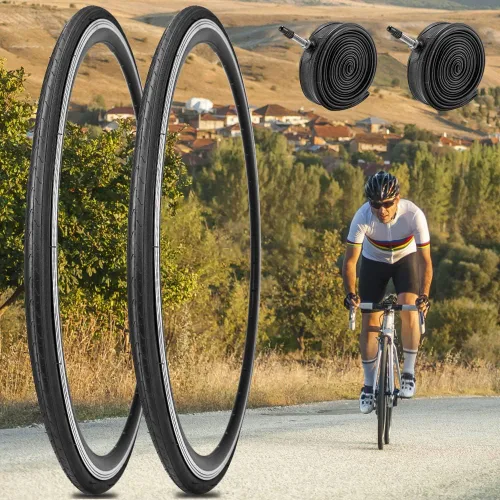 Miniatura 7 de Paquete de 2 neumáticos de bicicleta de 700 x 23C/25C/28C/35C/38C Plus tubos interiores de bicicleta, válvula Presta de 48mm o válvula Schrader