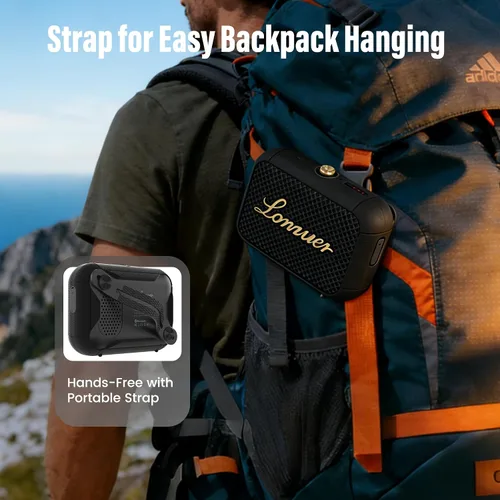 Miniatura 7 de Leap - Altavoz portátil Bluetooth para ducha, resistente al agua, IPX7, negro, pequeño altavoz inalámbrico para playa, baño, viajes, regalo, sonido